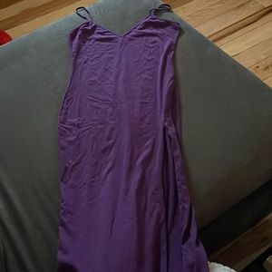 Purple floor length body con dress